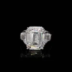 Handmade Micropave Setting 5CT Emerald Cut Three-stone Ring