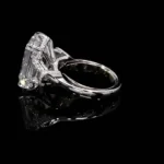 Handmade Micropave Setting 5CT Emerald Cut Three-stone Ring