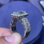 Handmade 5CT Halo Emerald Cut Ring