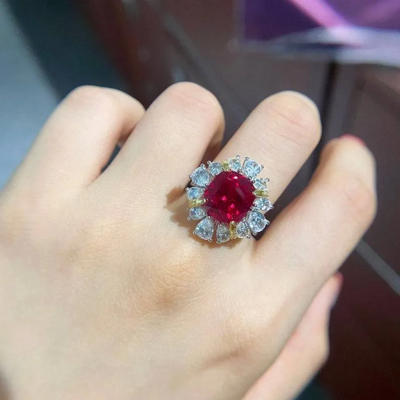 Handmade Ruby Red Cocktail ring