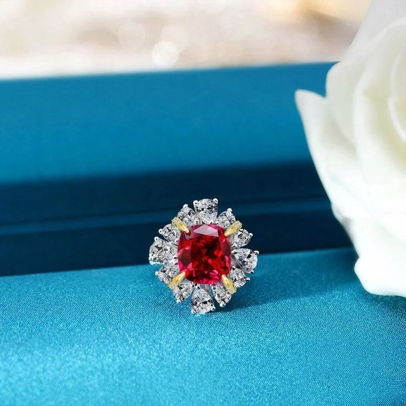 Handmade Ruby Red Cocktail ring