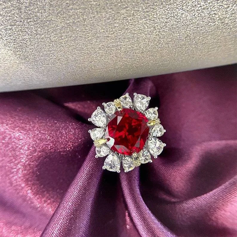 Handmade Ruby Red Cocktail ring