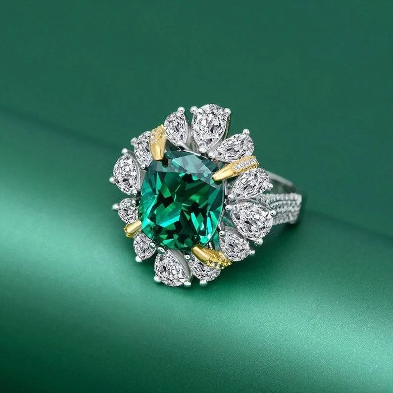Handmade Emerald Green Cocktail ring