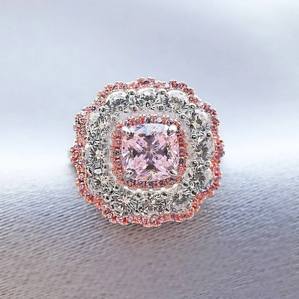 Handmade Vintage Floral Pink Sapphire Ring In Sterling Silver