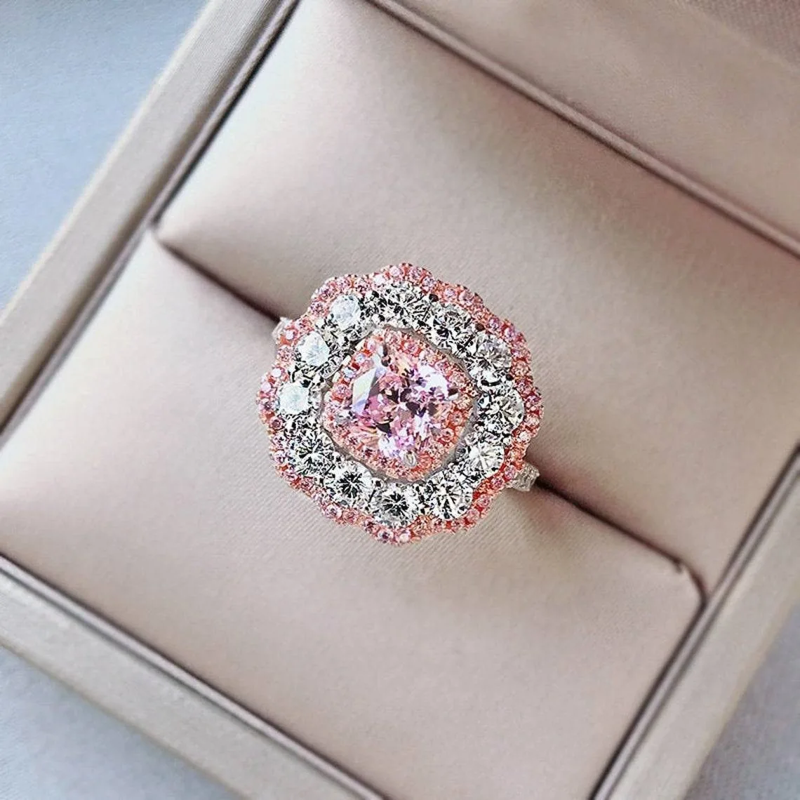 Handmade Vintage Floral Pink Sapphire Ring In Sterling Silver