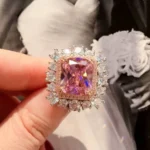 Handmade Luxury Halo Pink Sapphire Engagement Ring