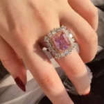 Handmade Luxury Halo Pink Sapphire Engagement Ring