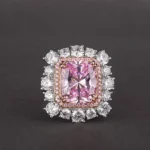 Handmade Luxury Halo Pink Sapphire Engagement Ring