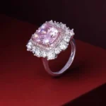 Handmade Luxury Halo Pink Sapphire Engagement Ring
