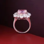 Handmade Luxury Halo Pink Sapphire Engagement Ring