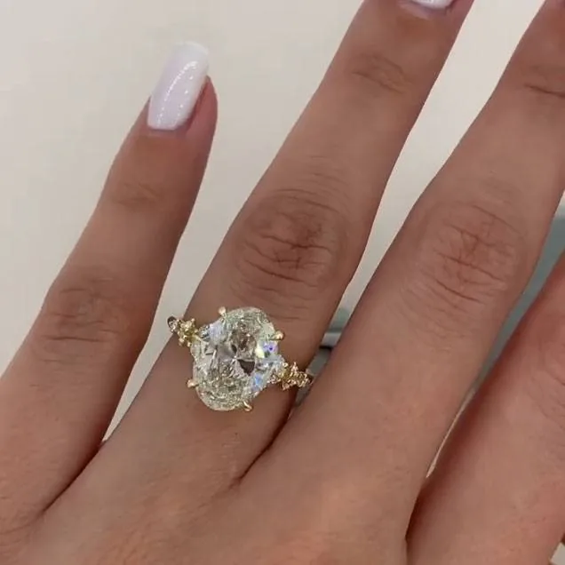 Handmade 3ct Oval Cut Sterling Silver Engagement Ring