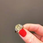 Handmade 5 CT Fancy Yellow Cushion Sapphire Ring with Epaulette Diamond sides