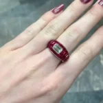 Handmade Invisibile Setting Ruby Sapphire Cocktail Ring