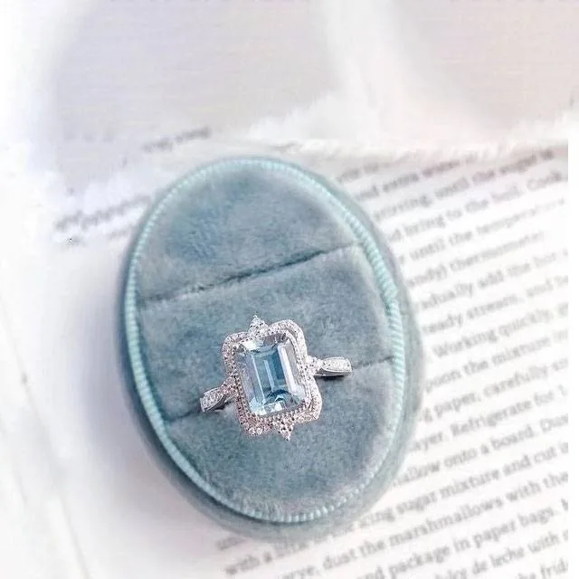 Handmade 4ct Romantic Aquamarine Blue Ring