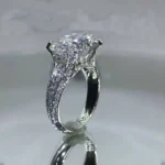 Handmade 3ct Micro-pave Setting Oval Cut Engagement Ring