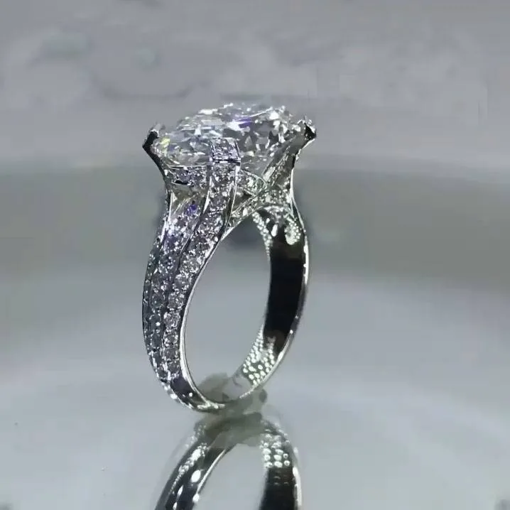Handmade 3ct Micro-pave Setting Oval Cut Engagement Ring