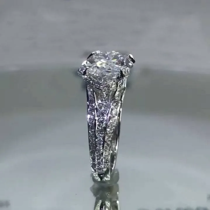 Handmade 3ct Micro-pave Setting Oval Cut Engagement Ring