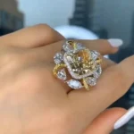 Handmade 3 CT Art Deco Two Tone Halo Princess Cut Engagement Ring