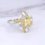 Handmade 3 CT Art Deco Two Tone Halo Princess Cut Engagement Ring