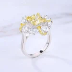 Handmade 3 CT Art Deco Two Tone Halo Princess Cut Engagement Ring