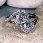 Handmade 1.5CT Bypass Style Double Round Cut Lab-created Dimaond Ring