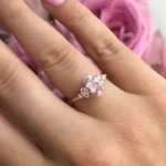 Handmade 2.2ct Peach Pink Oval Sapphire Ring in Sterling Silver