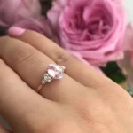 Handmade 2.2ct Peach Pink Oval Sapphire Ring in Sterling Silver