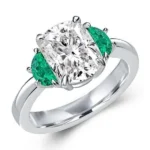 Handmade 3CT Three-Stone Cushion Cut Engagement Ring