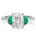 Handmade 3CT Three-Stone Cushion Cut Engagement Ring