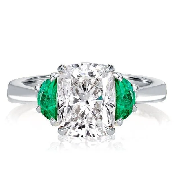 Handmade 3CT Three-Stone Cushion Cut Engagement Ring