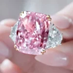 Handmade 5 CT Three-stone Purple Pink Sapphire Engagement Ring