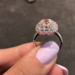 Handmade Triple Halo Pink Sapphire Engagement Ring
