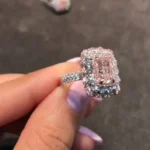 Handmade Triple Halo Pink Sapphire Engagement Ring