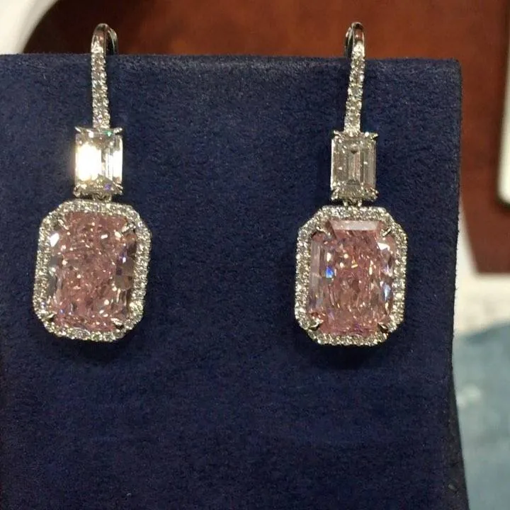 Handmade 5.75 Ct Pink Stone Dangle Earrings