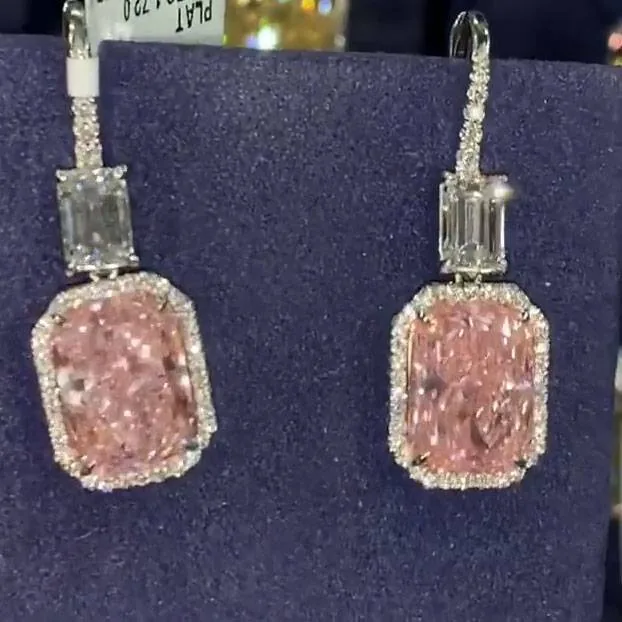 Handmade 5.75 Ct Pink Stone Dangle Earrings