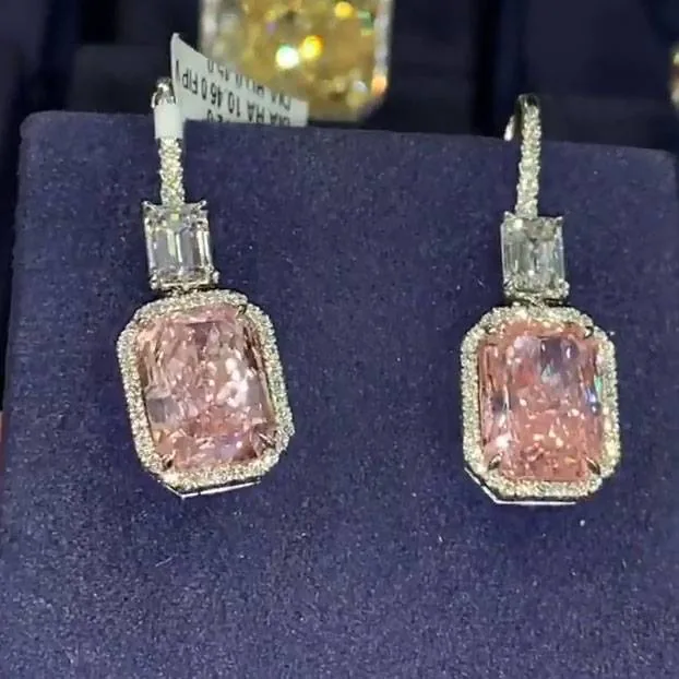 Handmade 5.75 Ct Pink Stone Dangle Earrings