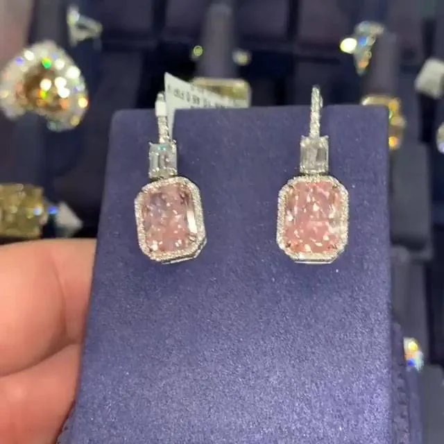 Handmade 5.75 Ct Pink Stone Dangle Earrings