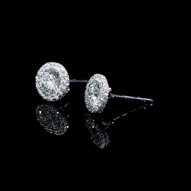 Halo Round Cut Stud Earring