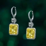 Yellow Diamond Dangle Earrings in Sterling Silver