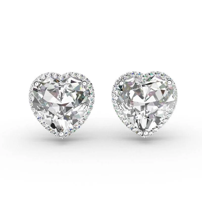 Handmade 2 Ct Heart Diamond Stud Earrings