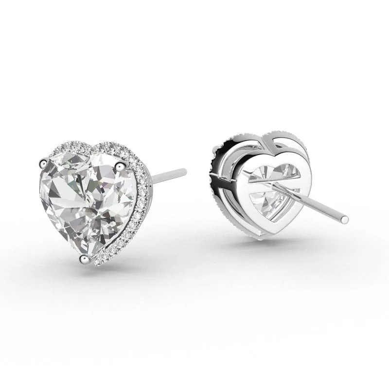 Handmade 2 Ct Heart Diamond Stud Earrings