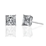 Brilliant 3 Ct Princess Cut 925 Silver Stud Earrings