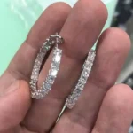 Princess Diamond Hoop Earrings