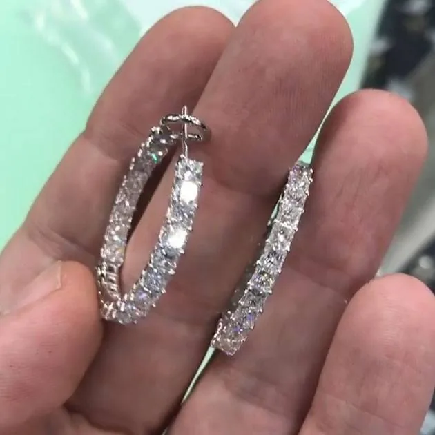 Princess Diamond Hoop Earrings