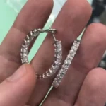 Princess Diamond Hoop Earrings