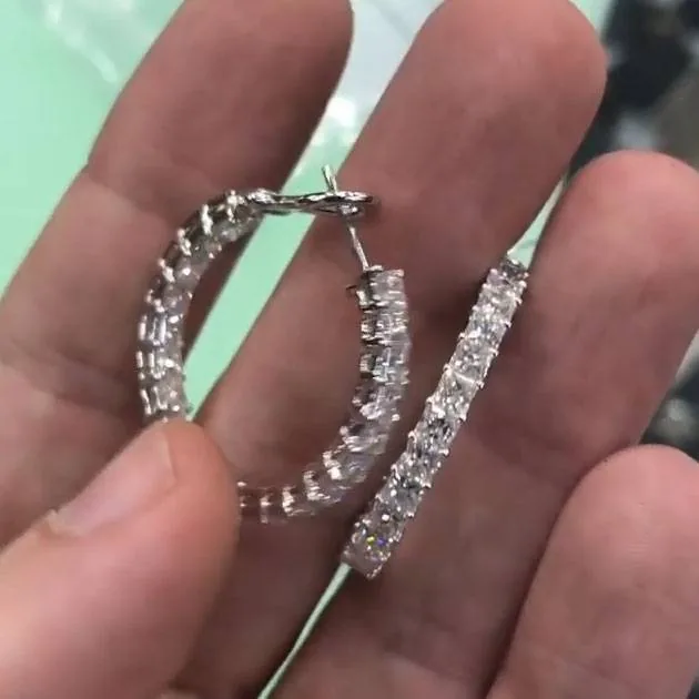 Princess Diamond Hoop Earrings