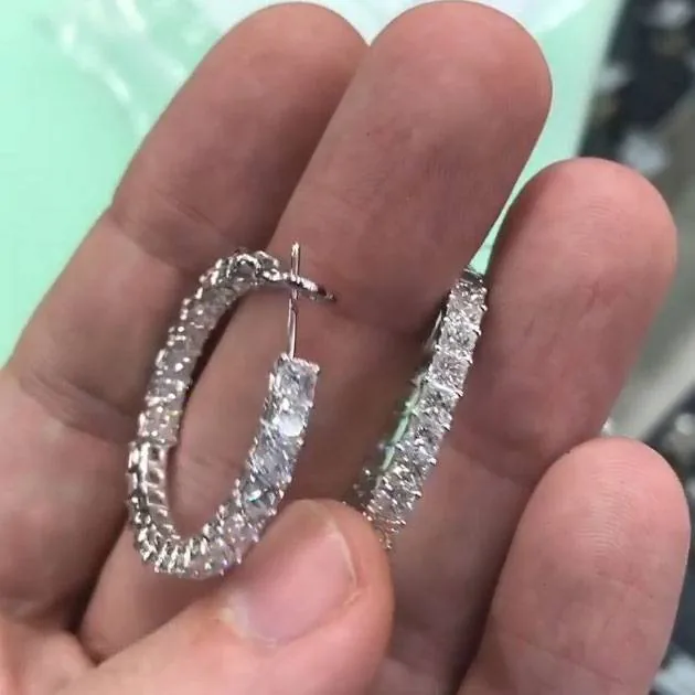 Princess Diamond Hoop Earrings