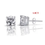 Handmade 1 CT Double Under Halo Diamond Studs Earrings