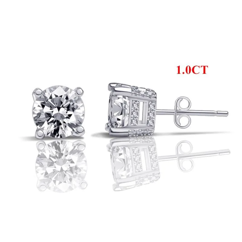 Handmade 1 CT Double Under Halo Diamond Studs Earrings