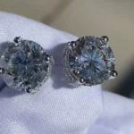 Handmade 1 CT Double Under Halo Diamond Studs Earrings